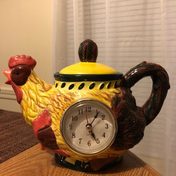 Baum Brothers Other - BAUM BROTHERS STYLE EYES ROOSTER TEAPOT W/ WORKING QUARTZ CLOCK